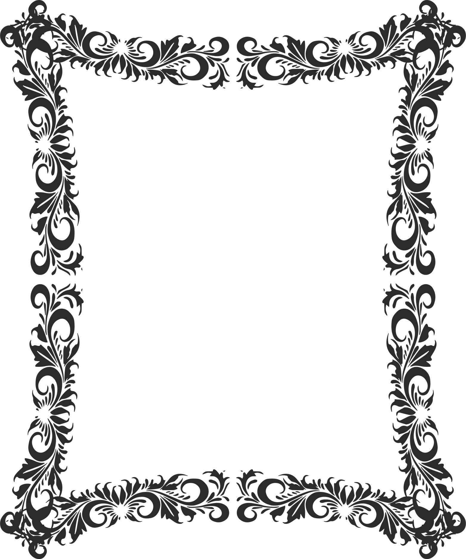 Vintage Frames Floral Ornate Portrait Rounded Rectangle Black